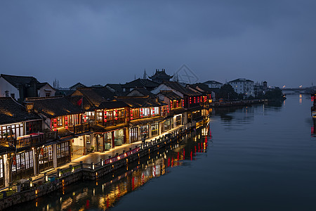 古镇夜景背景图片