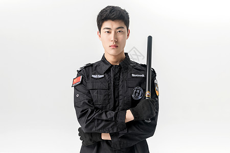 保安使用警棍动作图片素材