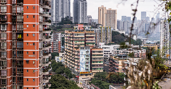 复古涂鸦重庆老城区背景