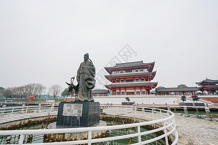 常德司马楼刘禹锡雕像背景图片