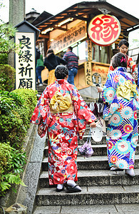 京都清水寺和服少女背景图片