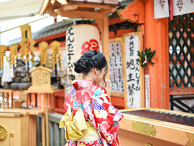日本 和服京都清水寺祈福背景