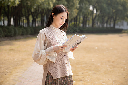 美女户外读书图片