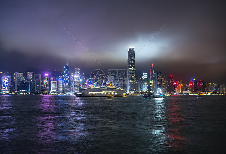 夜景香港维多利亚港湾图片