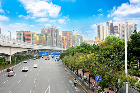 美丽的深圳深圳公路上的车城市立交桥背景