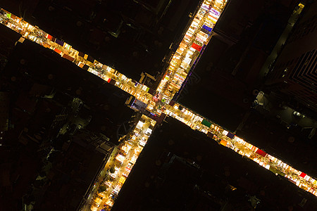 俯瞰武汉汉正街小商品夜市路高清图片素材