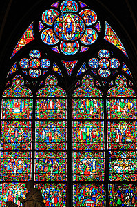 巴黎圣母院彩绘玻璃窗背景图片