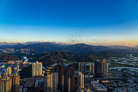 蓝天白云城市深圳罗湖区城市建筑背景