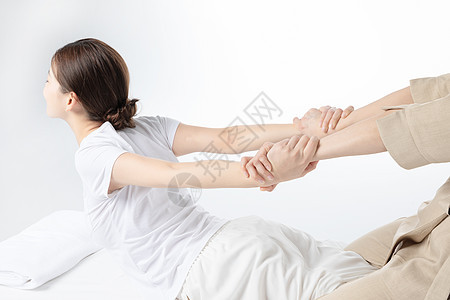 女性手臂拉伸按摩放松高清图片素材