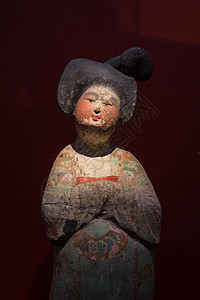 各式西安博物馆侍女陶俑背景图片