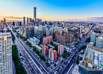 北京城市俯瞰北京城市国贸CBD全景建筑背景