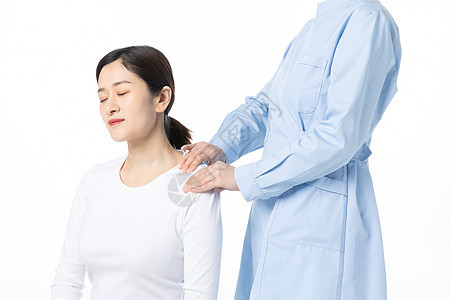 女性肩颈按摩放松高清图片素材