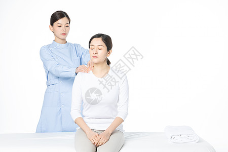 女性肩颈按摩背景图片