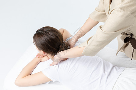 女性肩颈按摩舒适高清图片素材