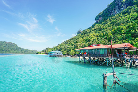 美丽度假屋马来西亚仙本那珍珠岛水屋背景