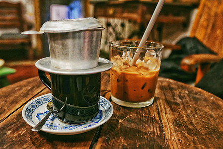 冰滴咖啡素材越南特色滴漏咖啡背景