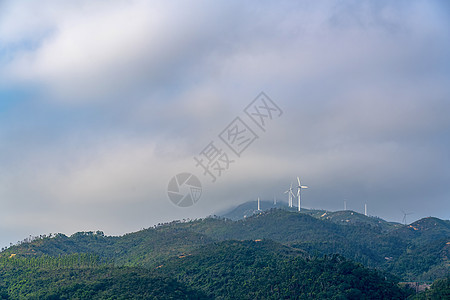 澳门山上的风力发电机自然美高清图片素材