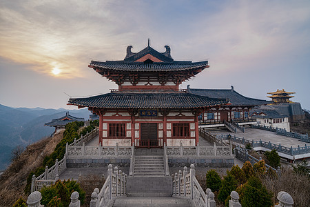 湖北大洪山景区夕阳落日背景