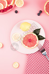 西柚柠檬水果组合图片