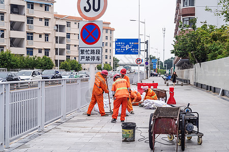 国际背景城市环卫工人背景