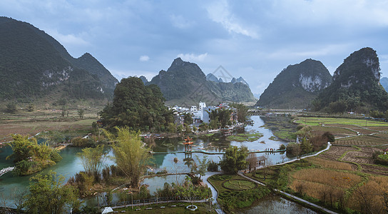 靖西鹅泉山村鹅泉高清图片