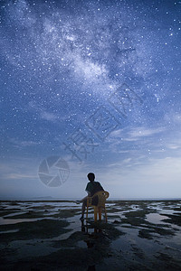 北海夜景北海涠洲岛银河星空背景