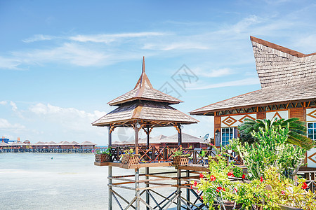 沙巴仙本那马布岛度假水屋酒店背景图片