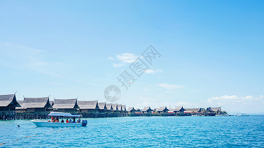 沙巴水上建筑沙巴仙本那马布岛度假水屋酒店背景