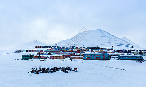 朗伊尔城北极斯瓦尔巴群岛风光背景