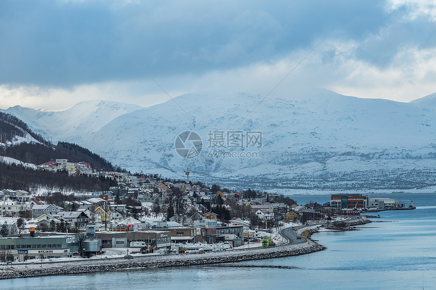 挪威北极圈著名旅游城市特罗姆瑟城市风光图片