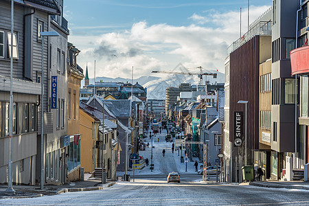 挪威特罗姆瑟冬天城市街道 图片