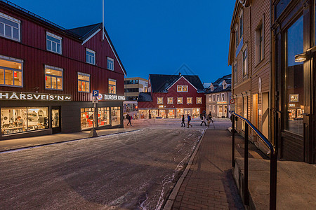 挪威特罗姆瑟冬天城市风光图片