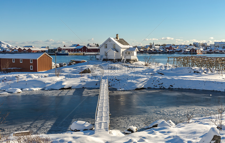 北极圈著名旅游胜地罗弗敦群岛上的西沃格岛自然风光图片