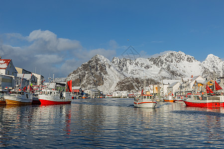 海洋世界挪威罗弗敦群岛世界文化遗产Nusfjord渔村背景