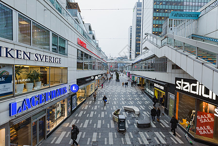 城市街景斯德哥尔摩商业街区街景背景