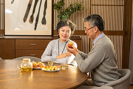 幸福老人中老年茶室饮茶背景