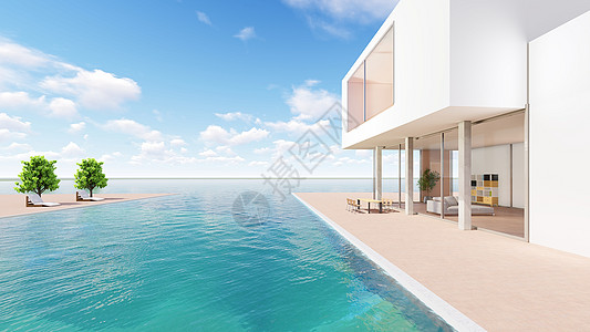 房子模型休闲舒适度假海景别墅设计图片
