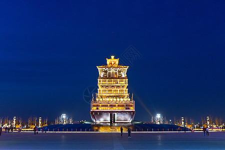 西安昆明池夜景图片