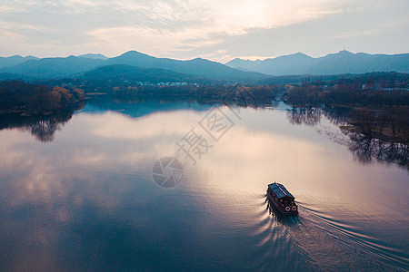 航拍西湖平静的水高清图片