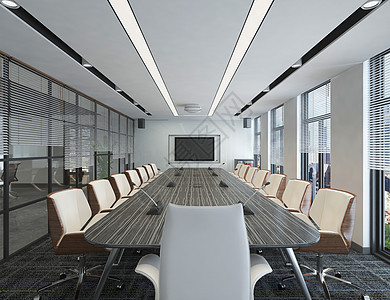 现代简洁风办公会议室室内设计效果图图片
