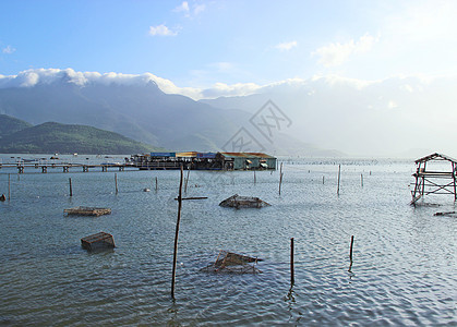 海鲜大海越南岘港水产养殖场背景