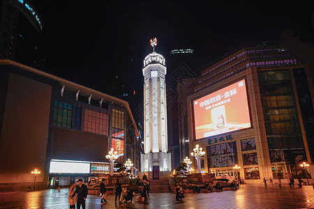 重庆人民解放纪念碑夜景地标高清图片素材