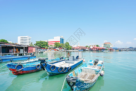 马来西亚槟城海上居民水屋高清图片