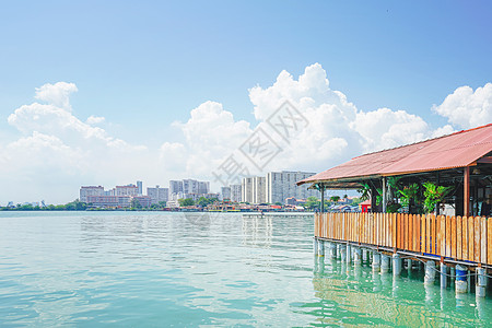 马来西亚槟城海上居民水屋背景