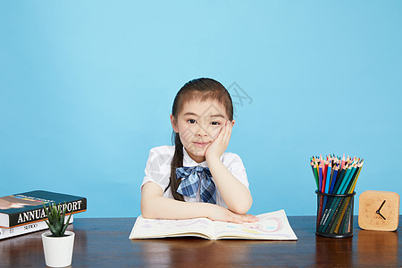 小孩阅读小学生学习烦恼背景