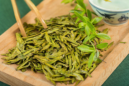 菊花绿茶茶艺茶道春茶龙井绿茶背景