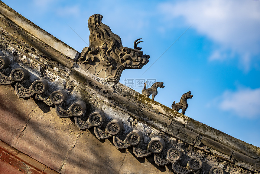 北京景山公园古建筑屋檐图片