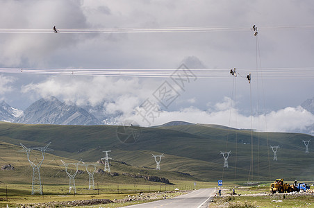 国家电网输电工程基础设施建设背景图片