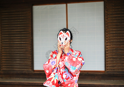 京都清水寺和服少女背景图片