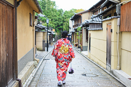 三年自然灾害京都三年坂和服少女背景